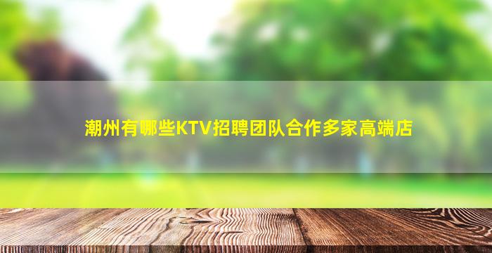 潮州有哪些KTV招聘团队合作多家高端店